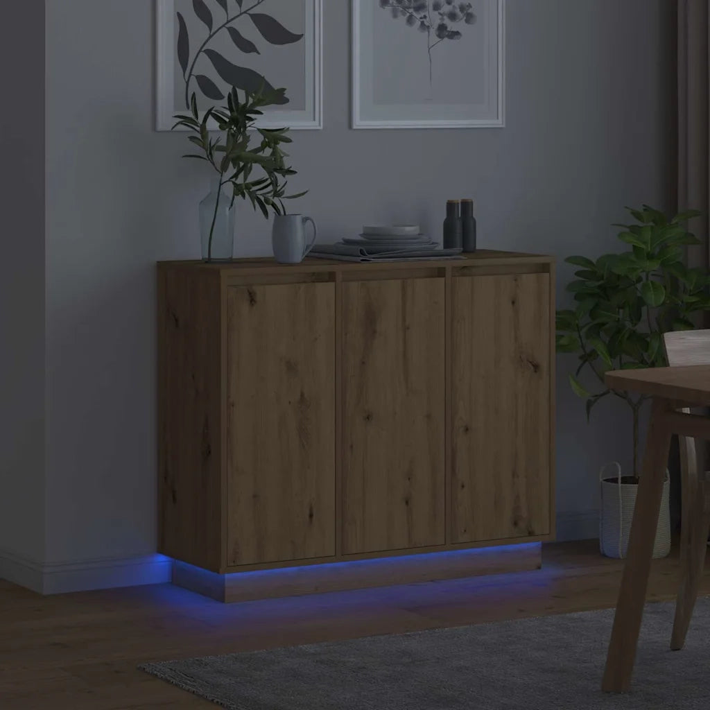 Credenza | Madia LED Rovere artigianale 90 x 32 x 75 cm Legno multistrato