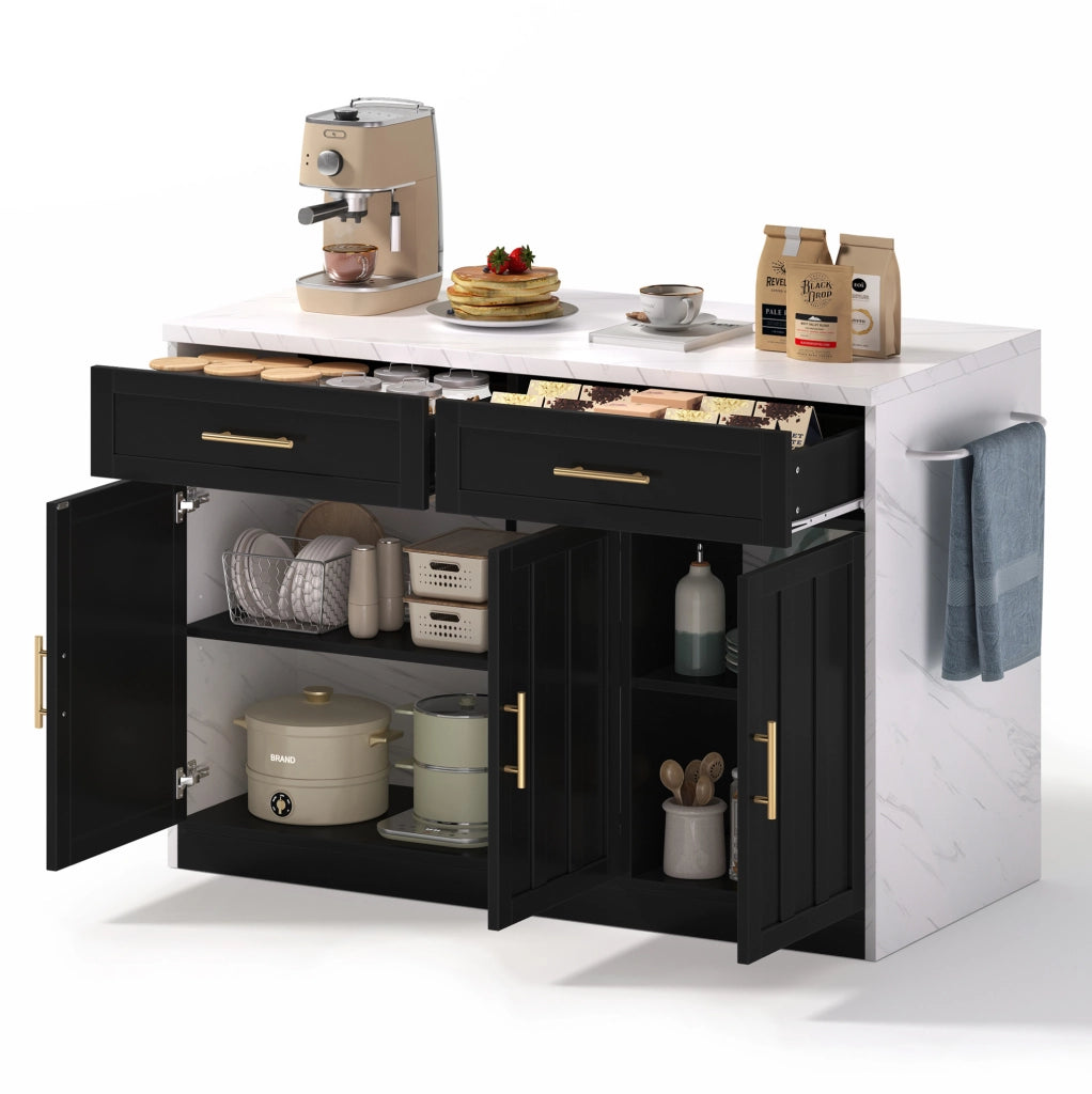 Isola da cucina 120x60x91 cm con zona bar; MDF; nero