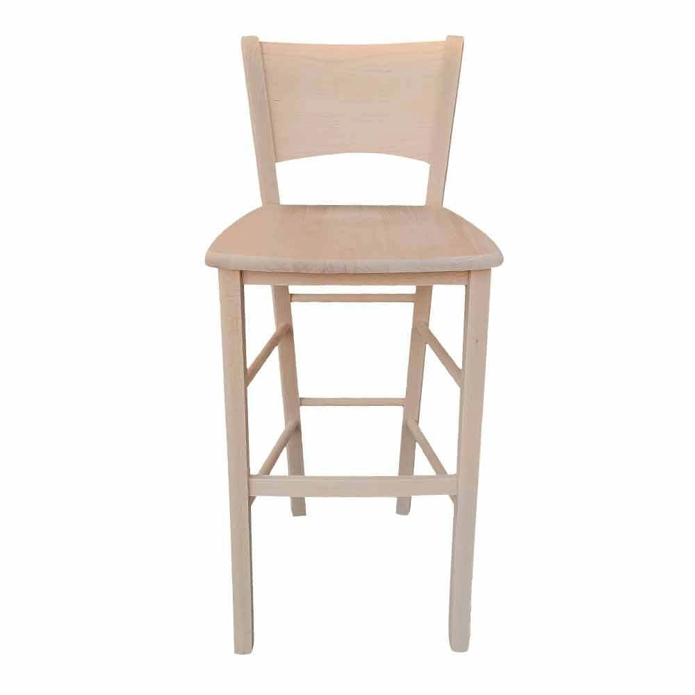 Sgabello Lucy in legno di faggio grezzo da verniciare con seduta in massello H73