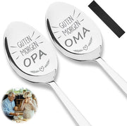 Lepel per caffè da 19 cm - Acciaio inossidabile - Inciso - Liscio a specchio - Manicotto comodo - Spazzolato a specchio - Utensile da cucina