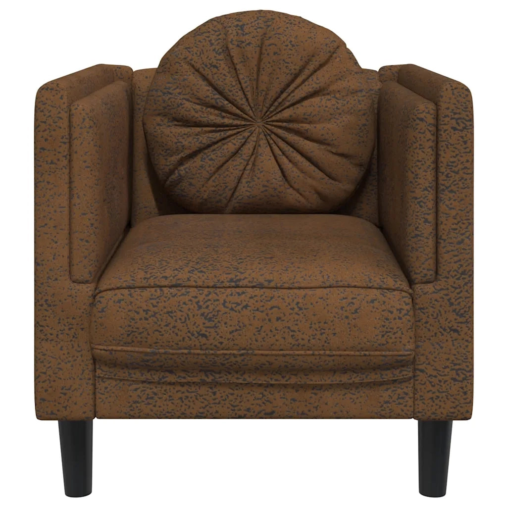 Poltrona con Cuscino Marrone in Similpelle Scamosciata 372631