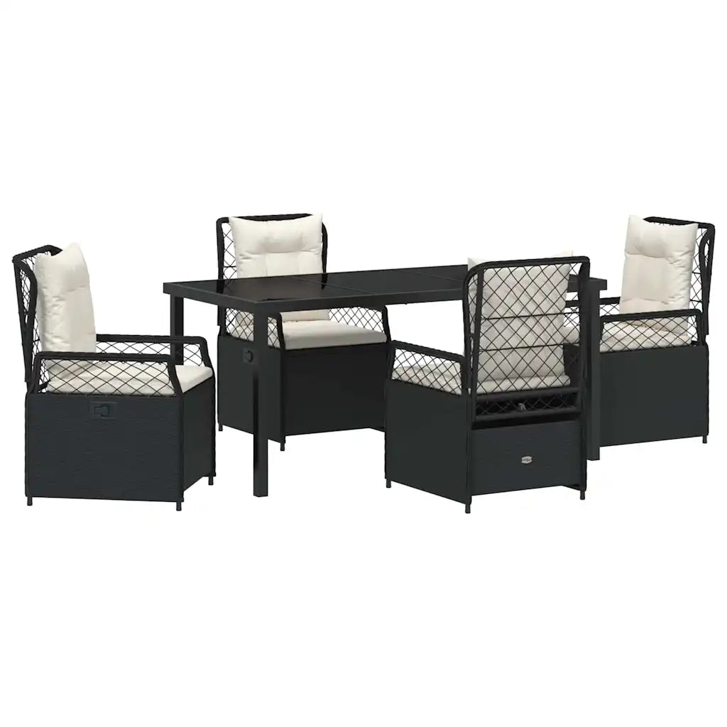 Set da Pranzo per Giardino 5 pcs Nero polyrattan 3380984