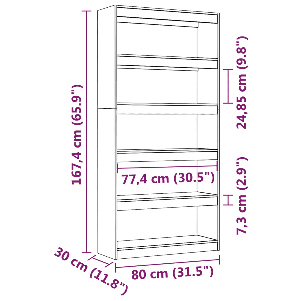 Libreria/Divisorio Bianco 80x30x167,4 cm Legno Massello di Pino 808199
