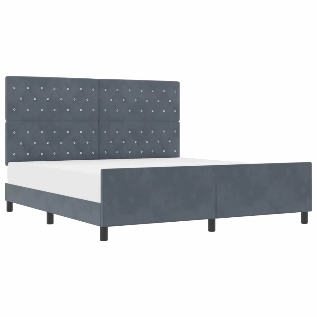 Letto a molle con testiera Grigio scuro 180 x 200 cm Velluto 3344892