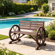 Panchina da giardino in legno di abete con braccioli a ruota; 105;5 cm
