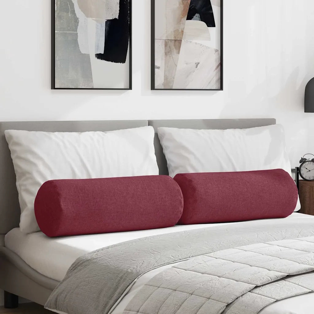 Cuscini a rullo 2 pcs Rosso Vino Ø 25 x 70 cm Tessuto
