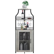 Mobile Bar Angolare Portabottiglie Grigio in Metallo e MDF, 154cm