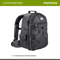Mantona Azurit zaino fotografico per fotocamera SLR DSLR max 5 obiettivi e accessori, con attacco per treppiede, piedini, maniglia e tracolla di trasporto