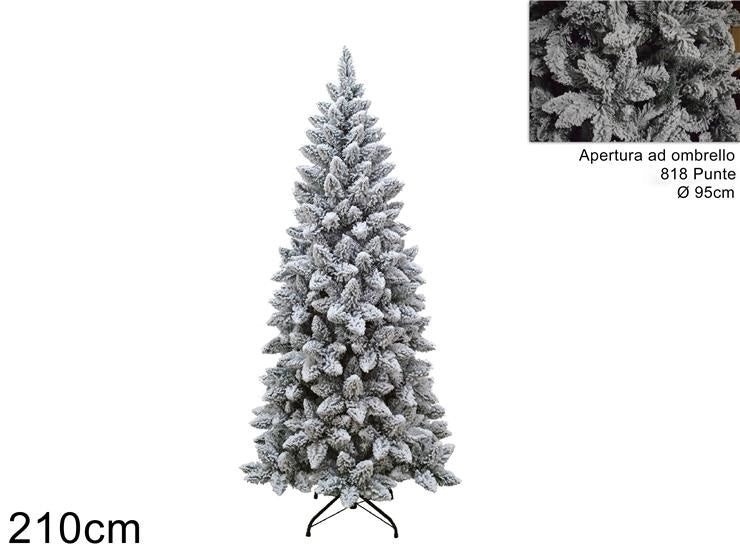 Albero di Natale Innevato Alaskaslim con 818 Rami 210 cm