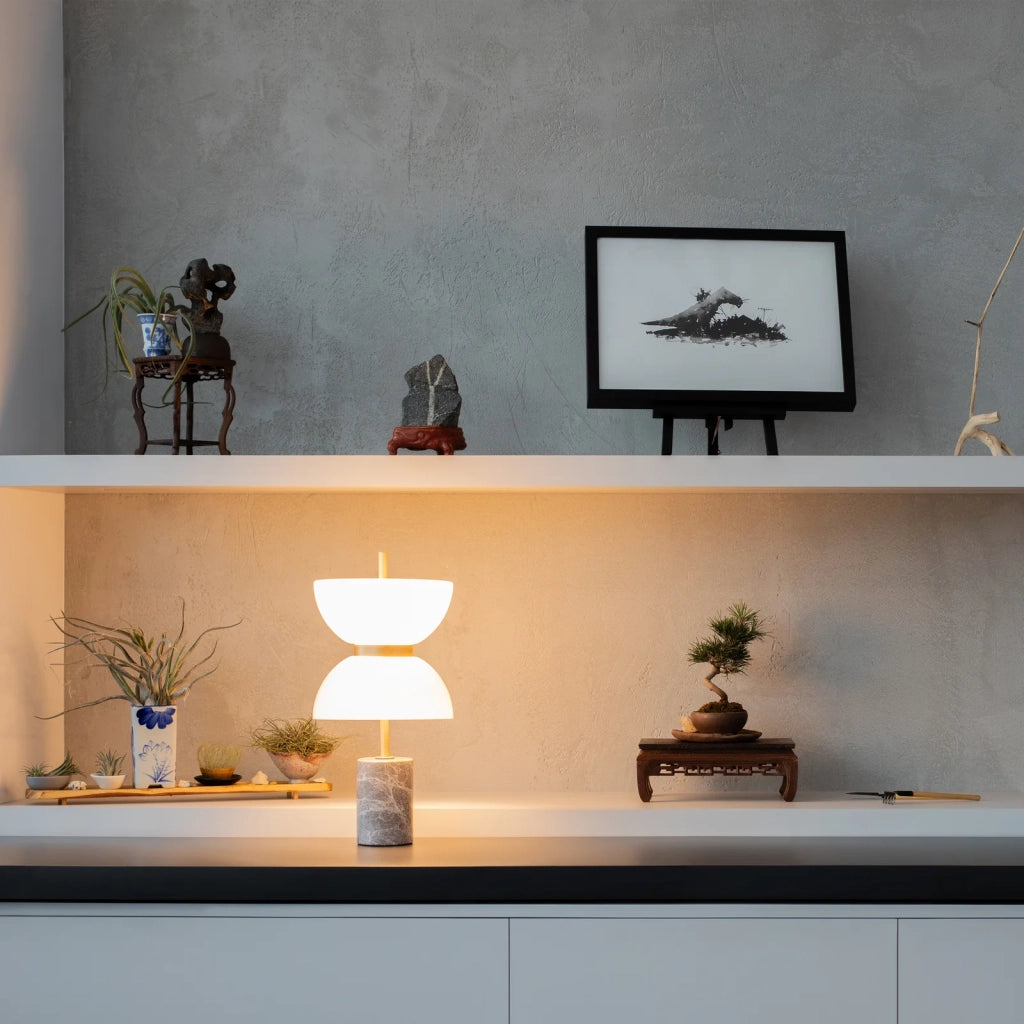 Maytoni Lampada da tavolo moderna Kyoto 1 luce LED integrato grigio metallo vetro