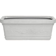 Vaso Rettangolare Resina Festonato Fioriera Giardino 60x32x28H cm Bianco