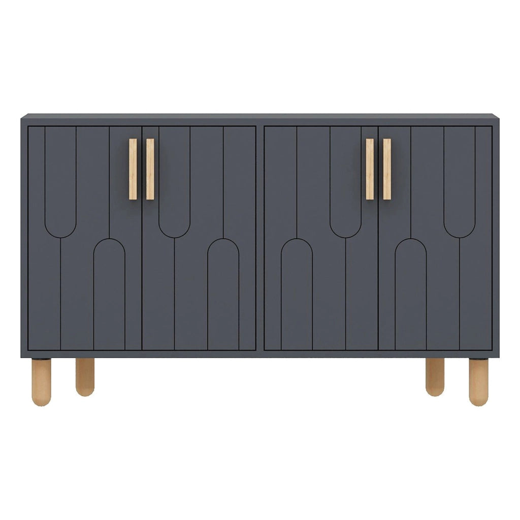 Madia Venerina, Credenza 2 Ripiani, 120x30x74h cm Nero Antracite