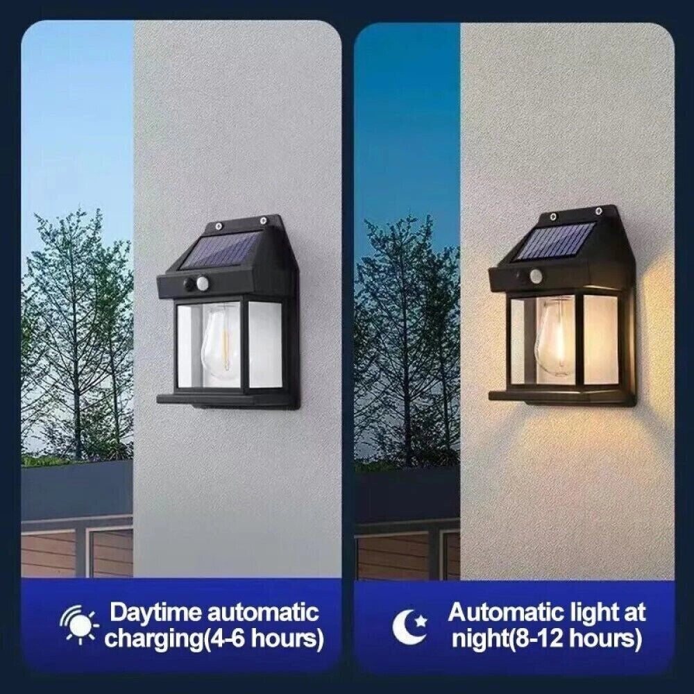 Faretto solare lampada applique 1W da esterno sensore movimento luce calda 600LM BK-888 - ZENCOCCO