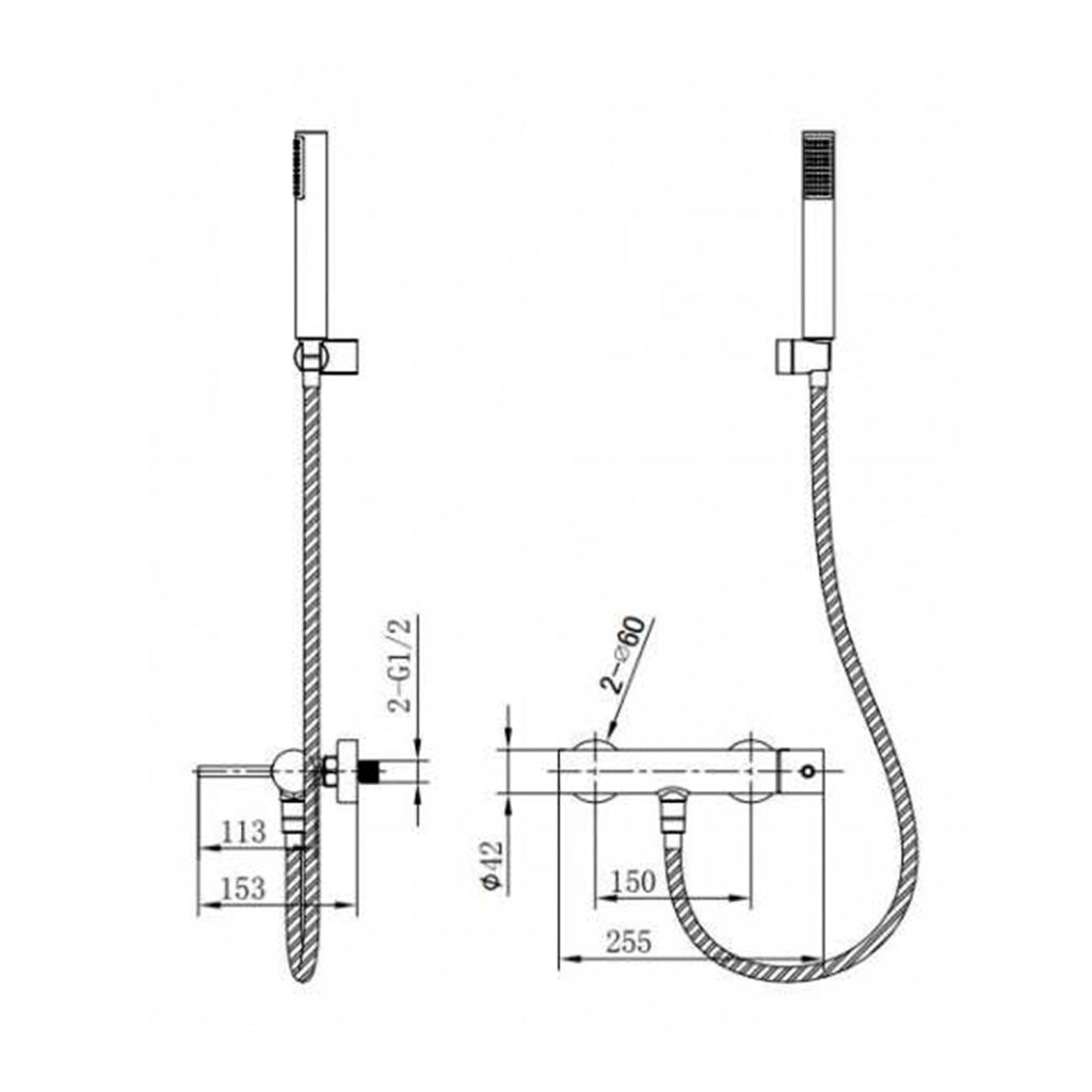 IMEX Miscelatore doccia Monza black gun metal in ottone con finitura PVD tubo flessibile PVC 180 cm supporto doccetta ABS doccetta rotonda cartuccia ceramica Ø35 mm – Modello Imex-BDM039-5BGM