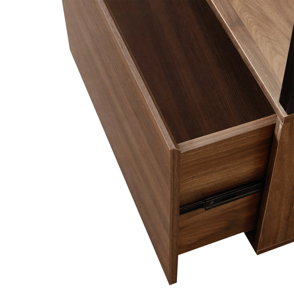 Armadio Aperto Egmating per Guardaroba 180 x 120 x 40 cm  - Color Noce / Nero [en.casa]