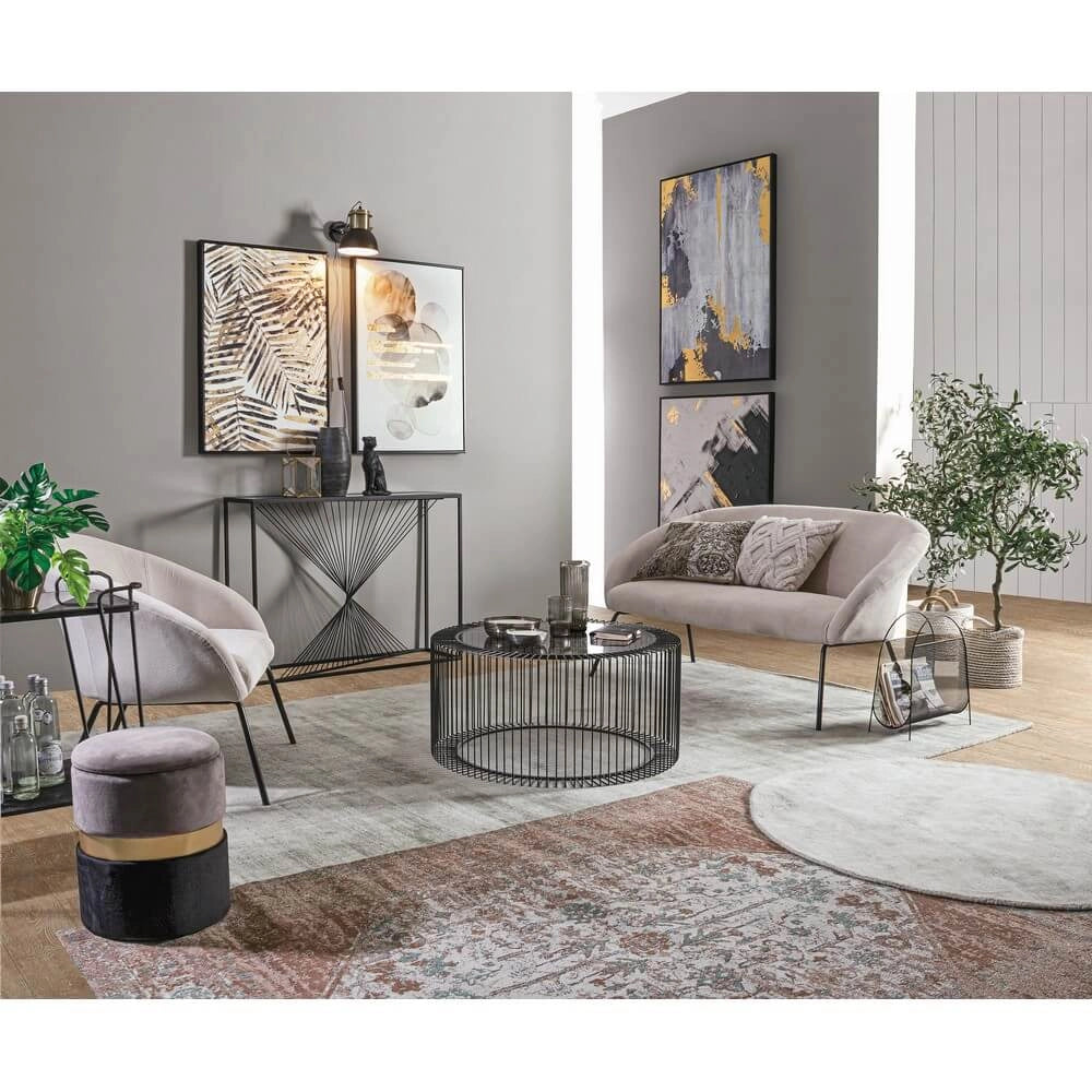 Set da 2 Pouf Rotondi in Velluto con Contenitore - POLLY