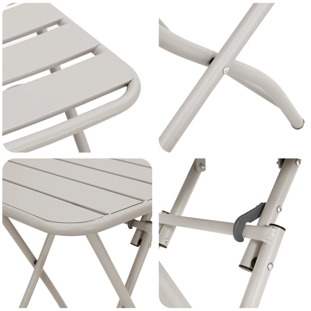 Set Bistro Pieghevole 3 Pezzi Beige in Acciaio