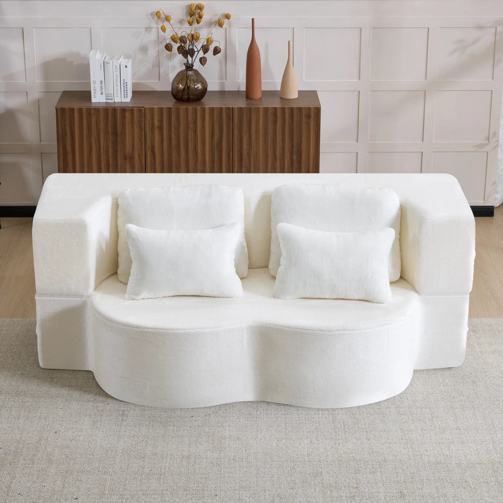 DIVANO MODULARE BIANCO 36 x 36 x 143 cm in schiuma e molle