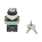 Selettore a 2 posizioni con blocco e chiave 1NO+1NC, 400V/10A, LAY5-BG45 Breckner Germany