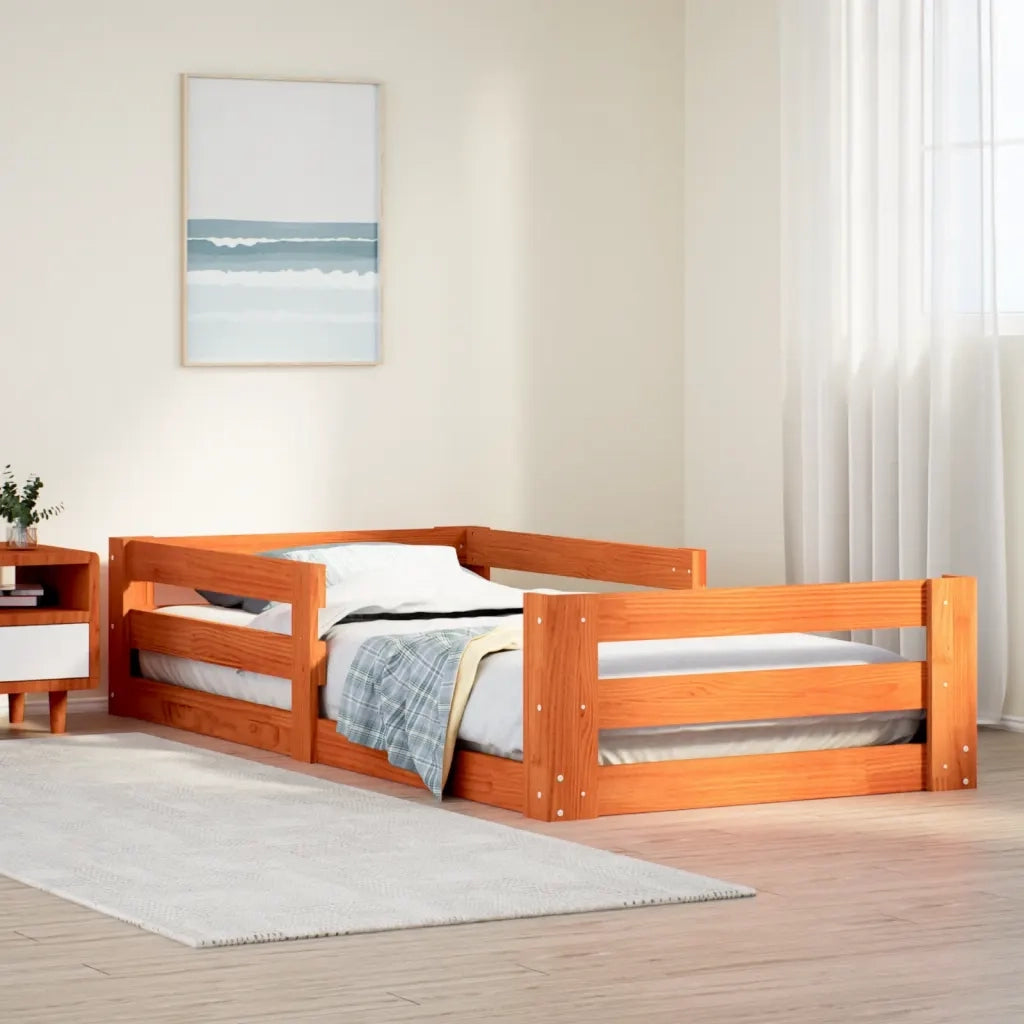 Letto senza Materasso Marrone Cera 75x190 cm in Legno di Pino 855698