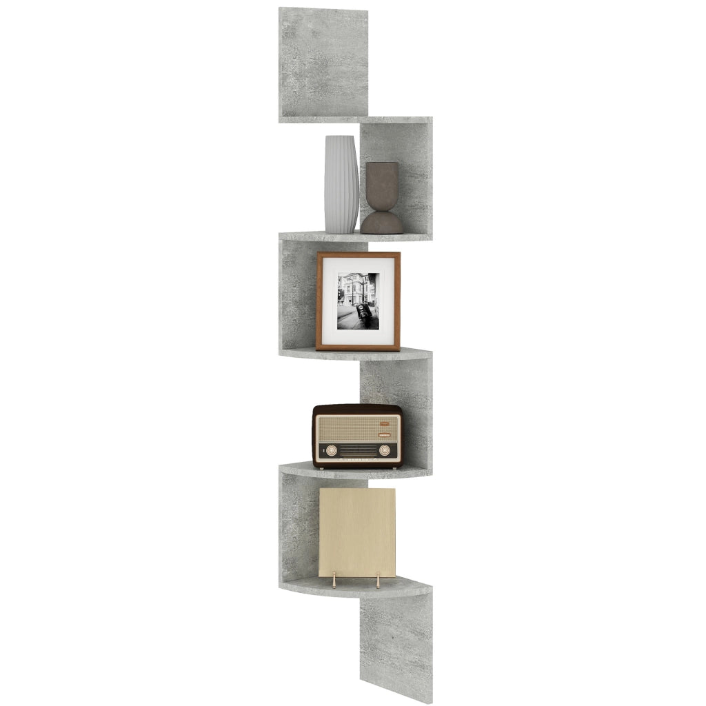 Libreria Angolare a Muro 5 Livelli ¨C Zephmum ¨C Legno Grigio 20x20x126 cm