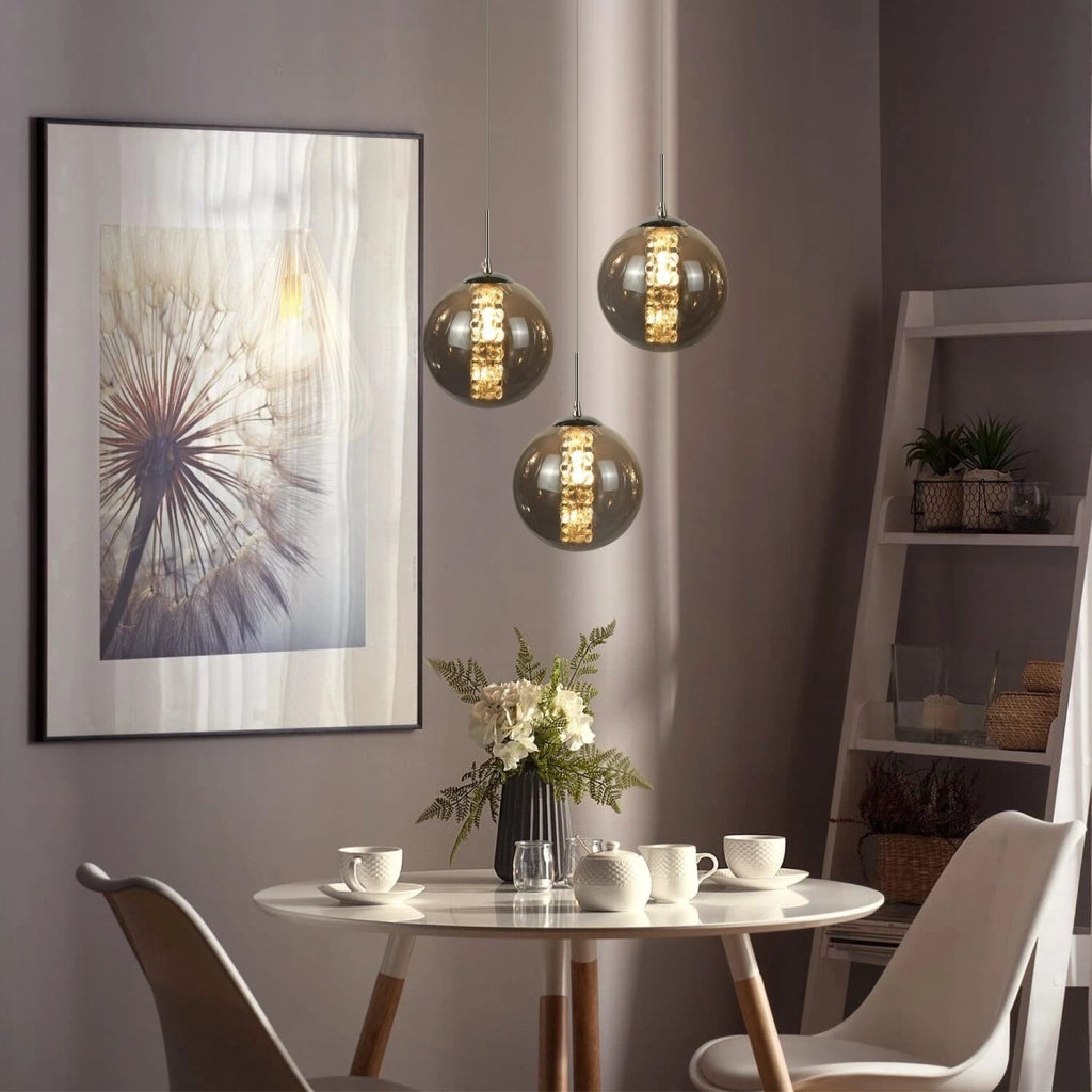 ZMH Lampada a sospensione a LED in vetro regolabile in altezza per illuminazione del soggiorno