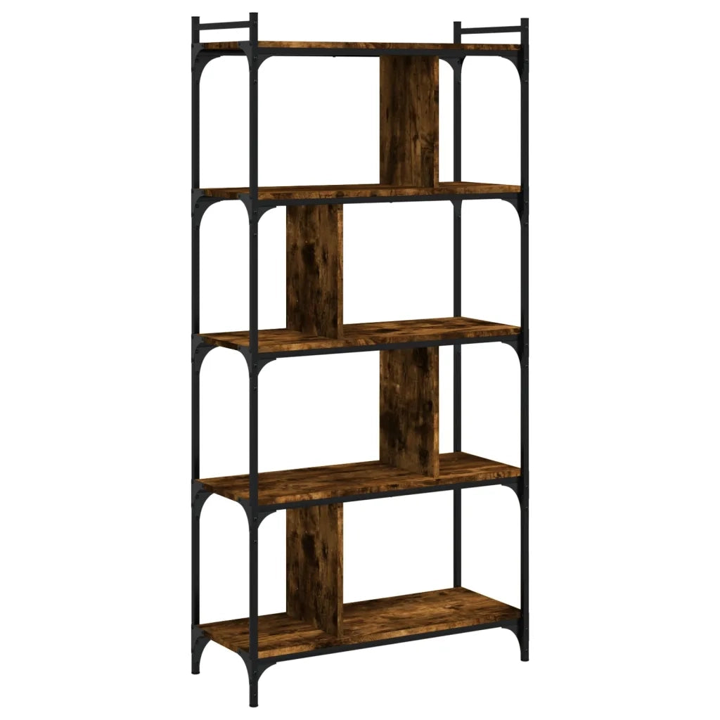 Libreria-Scaffale per Libri-Mobile di Stoccaggio Rovere Fumo 5 Ripiani 76x32x158 cm Legno Multistrato