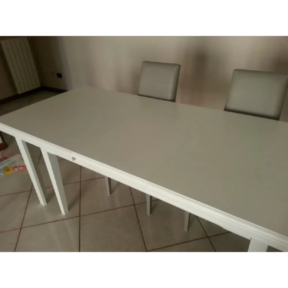 Tavolo classico rettangolare allungabile in legno 180x85 bianco (743) - Mobili 2G