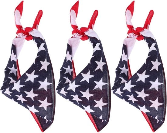 Bandana unisex 3 pezzi - Stendardo americano - Cappello per uomo e donna - Bandana cowboy - Accessori patriottici - Adatto per ogni occasione - Sciarpa per la testa