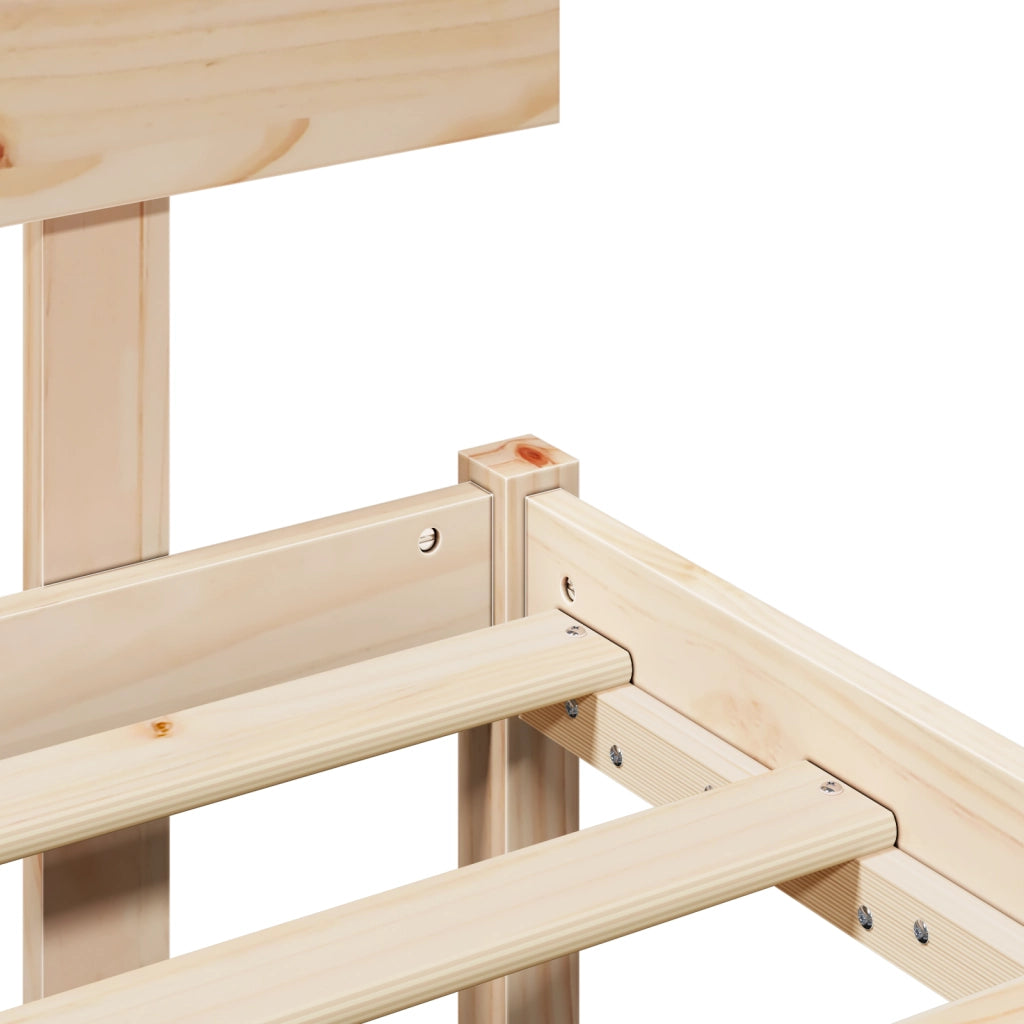 Struttura Letto con Testiera 140x190 cm Legno Massello di Pino