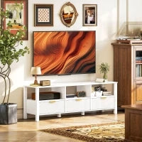 Mobile TV con 3 cassetti e 3 ripiani aperti, 152x39,5x50cm, Bianco
