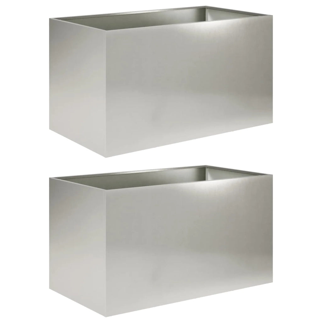 Vaso da giardino 2 pz Argento 80 x 50 x 50 cm Acciaio Inox 8005269