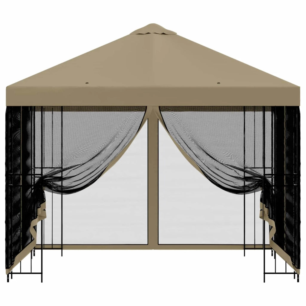 Gazebo | Pergolato da giardino con pareti laterali 3 x 3 m Beige
