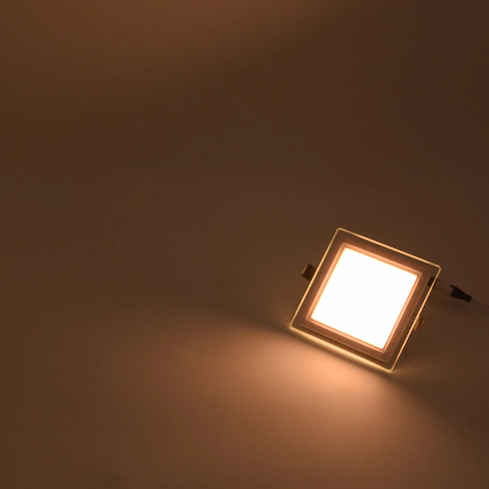 PANNELLO LED 9W QUADRATO BIANCO DA INCASSO PER CONTROSOFFITTI CCT SLIM VETRO E CON TRE OPZIONI DI TEMPERATURA COLORE