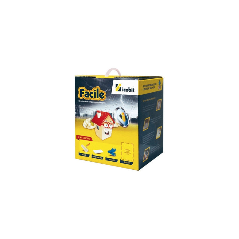 Kit impermeabilizzante Facile Icobit 3 kg – Guaina liquida grigia, Accessori inclusi