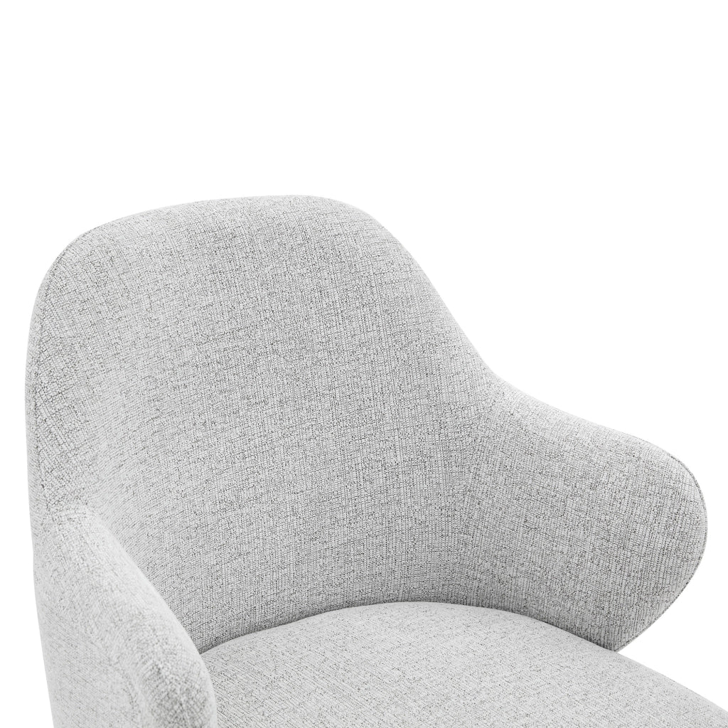 Set 2 sedie da pranzo in tessuto grigio chiaro con gambe in metallo nere, altezza 83 cm