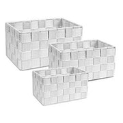 Trade Shop - Cestini Tessuto 3 Scatole Organizer Bagno Porta Oggetti Bagnoschiuma Makeup - Bianco