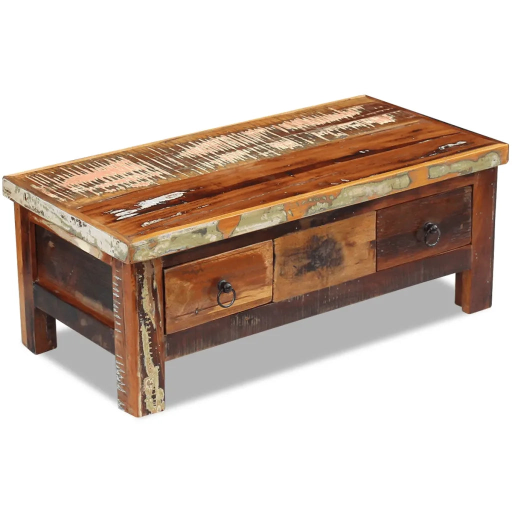 Tavolino da Caff¨¨-Tavolino da soggiorno-Tavolino da Salotto con Cassetti in Legno Recuperato 90x45x35 cm