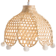 Lampada a sospensione in rattan con base in vimini e paralume a tamburo in stile boho Luce d'atmosfera naturale