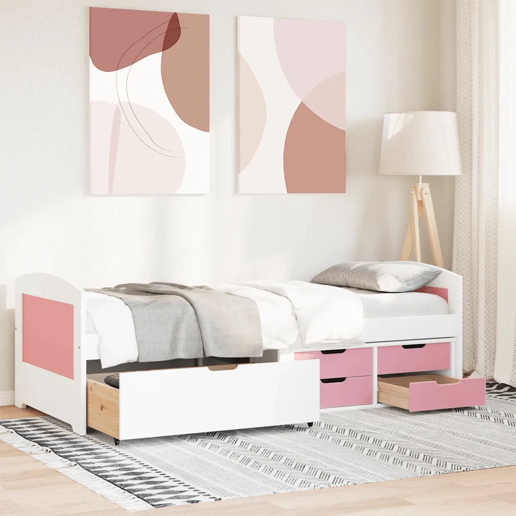 Dormeuse 5 Cassetti senza Materasso Bianco&Rosa 90x200 cm IRUN 3314683