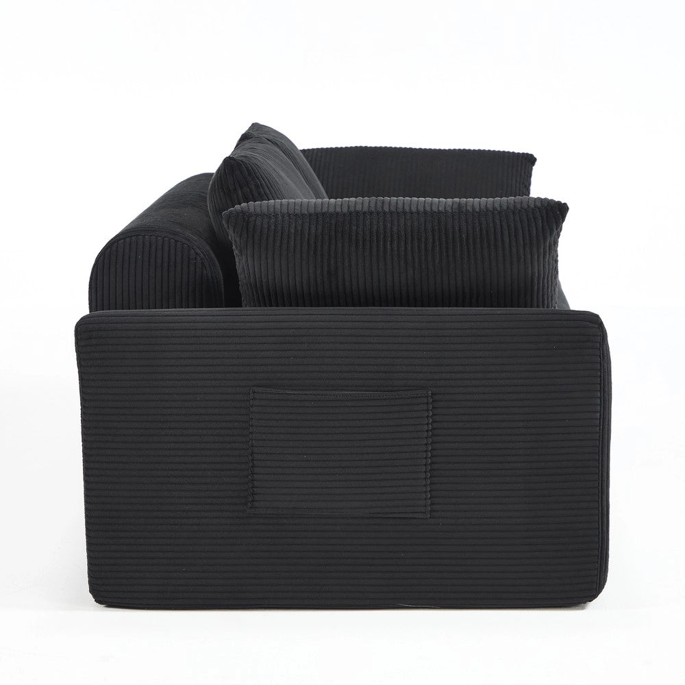 Divano piccolo imbottito con braccioli ¨C Minimal ¨C Nero velluto, senza montaggio