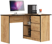 Scrivania angolare AKORD B16 Quercia Craft 124 cm 3 cassetti 124x85x77 cm Modello a destra