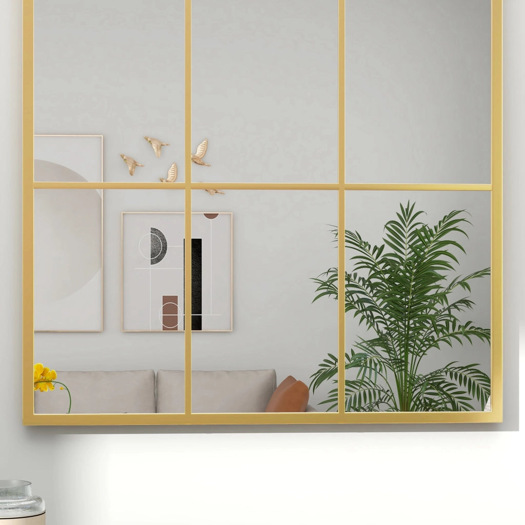 Specchio da Parete ad Arco 91x2x60 cm Stile Moderno in Vetro e Metallo Oro