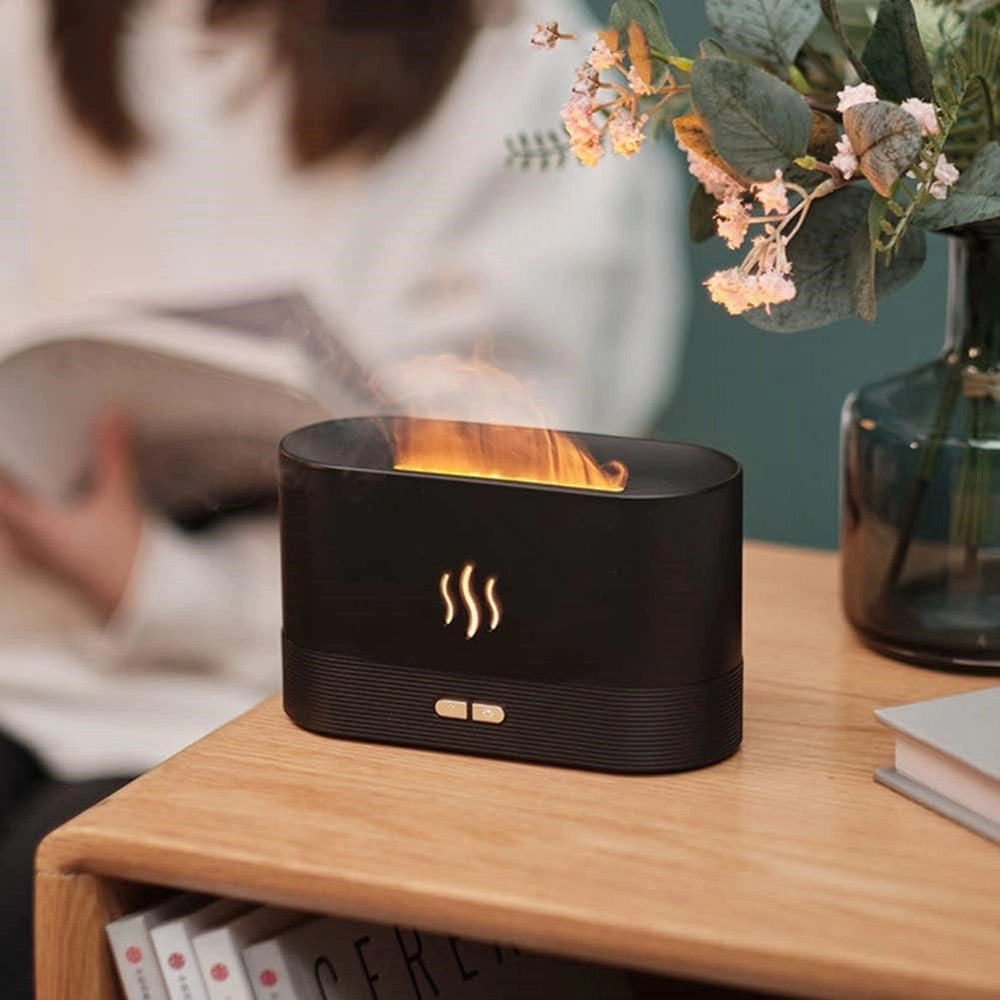 Trade Shop - Diffusore Umidificatore A Nebbia Luce Effetto Fiamma Super Silenzioso Per Camera Ufficio -