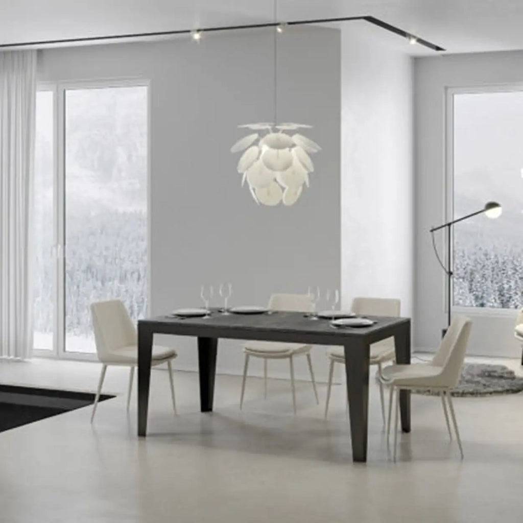 Tavolo allungabile 160/264x90 cm Flame Evolution colore cemento telaio e gambe antracite