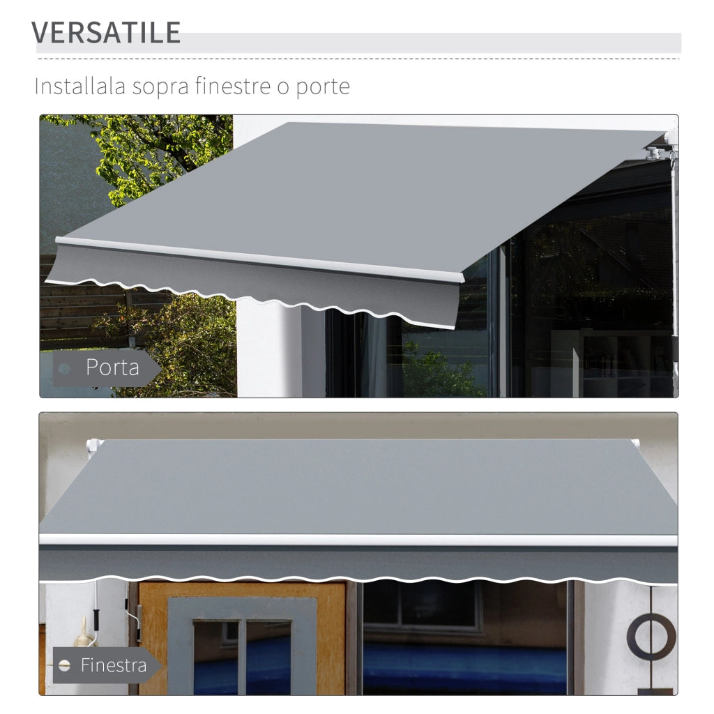Tenda da Sole Avvolgibile a Parete 295x245 cm in Alluminio e Poliestere Grigio