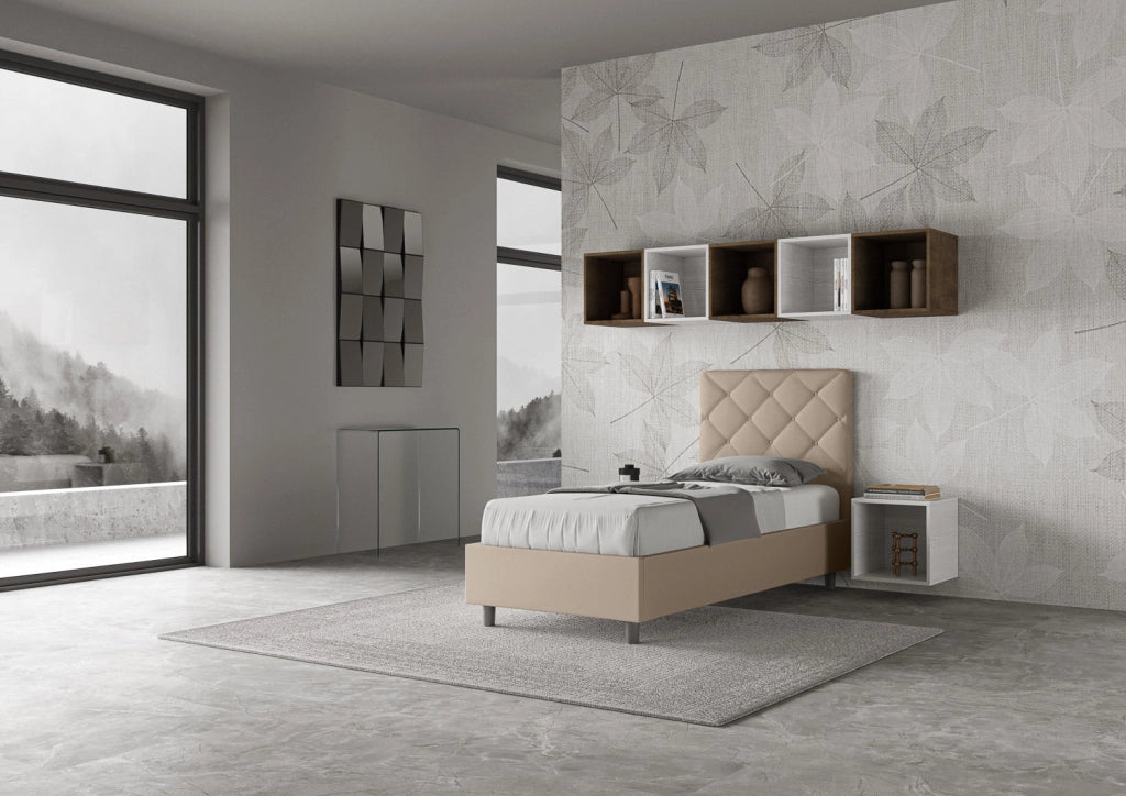 Letto Singolo 100x210 cm con Rete Priya Tortora