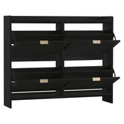 Mobile Scarpiera con 4 Ante a Ribalta e Ripiani Aperti; Antiribaltamento; Design ad Arco; in Pannello di Particelle; Nero; 110×24×90 cm