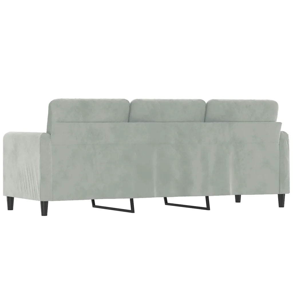 Divano a 3 Posti Grigio Chiaro 180 cm in Velluto