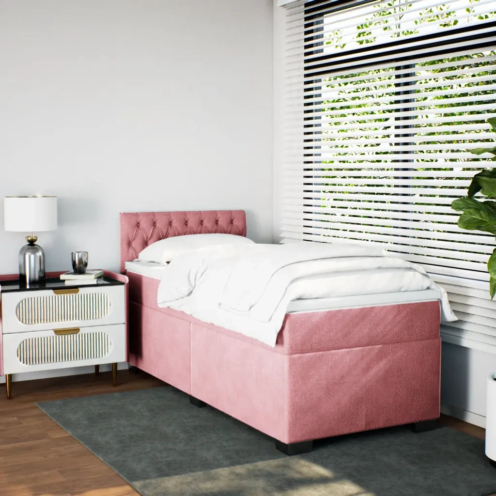 Giroletto a Molle con Materasso Rosa 90x200 cm in Velluto